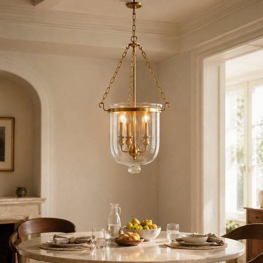 Aurelia Traditional Clear Glass Bell Jar Pendant Light