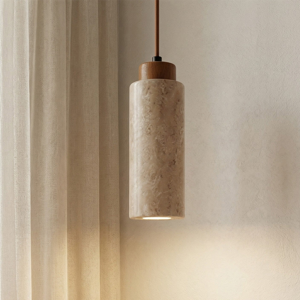 Natural Travertine Modern Vintage Cream Pendant Light | Lucia Living