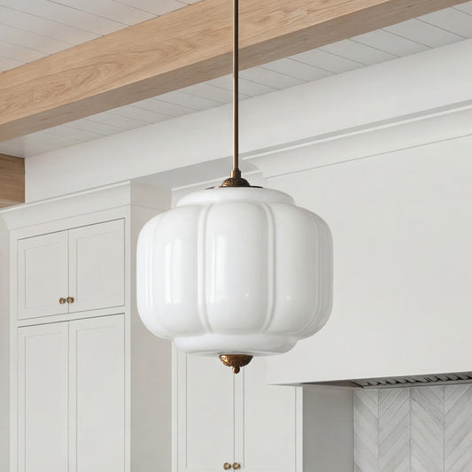 Lumi Vintage Milk Glass Oiled Brass Eloise Pendant Light