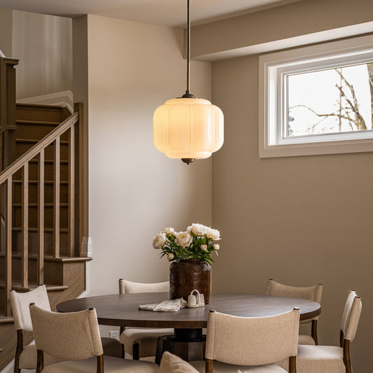 Lumi Vintage Milk Glass Oiled Brass Eloise Pendant Light