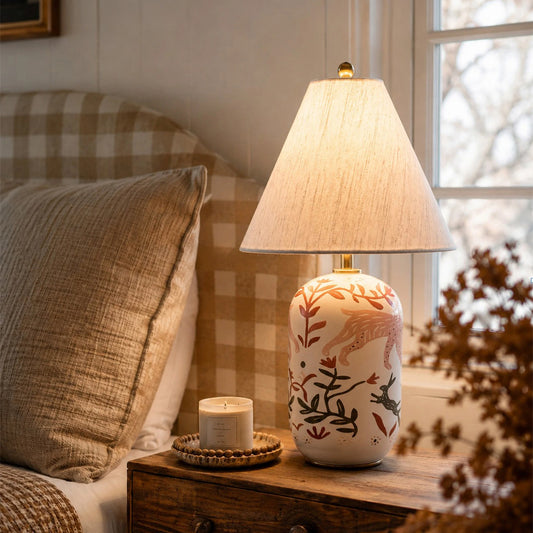 Plabo Retro Ceramic Linen Tapered Table Lamp