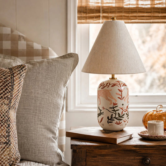 Plabo Retro Ceramic Linen Tapered Table Lamp