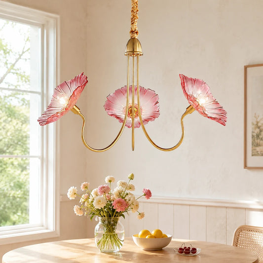 Fiorenza Vintage Ribbed Art Glass Flower Chandelier