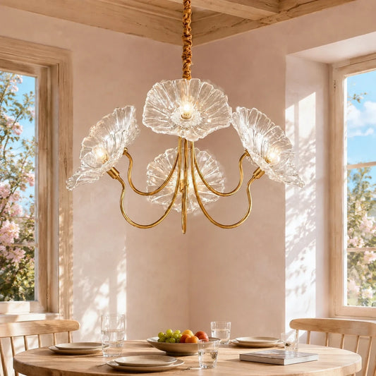 Fiorenza Vintage Ribbed Art Glass Flower Chandelier