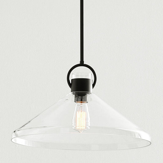 Veda Wide Cone Clear Glass Pendant Light