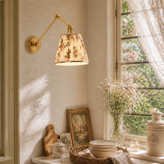 Ursula Vintage Ruched Printed Adjustable Wall Sconce