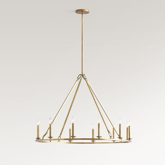 Rustic 12-Light Candle Iron Round Chandelier