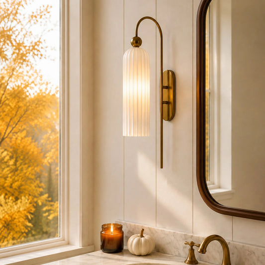 Azura Antique Cylinder Vertical Ribbed Glass Wall Sconce