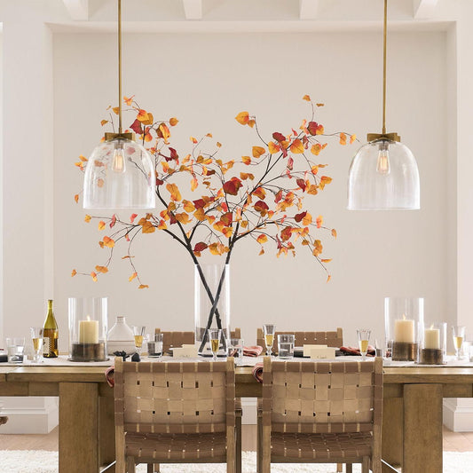 Tovan Modern Farmhouse Clear Curved Glass Pendant Light