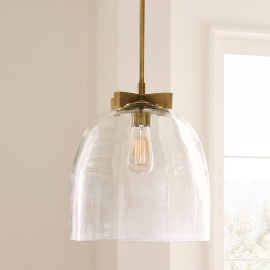 Tovan Modern Farmhouse Clear Curved Glass Pendant Light