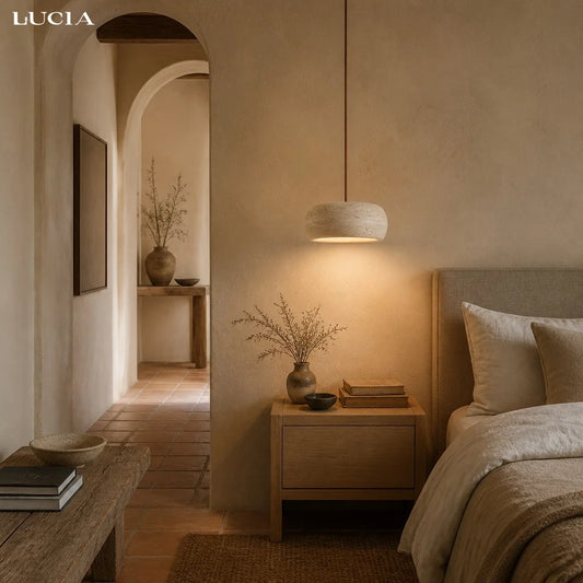 Kairi Natural Travertine Vintage Cream Pendant Light