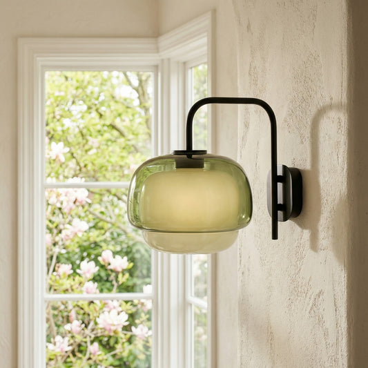 Sanae Modern Round Shade Colored Glass Wall Sconce