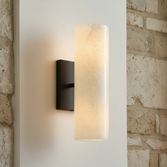 Doran Modern Elegant Alabaster Tube Sconce