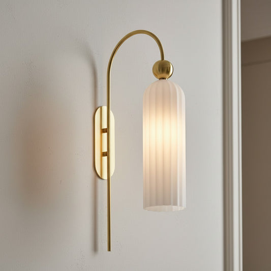 Azura Antique Cylinder Vertical Ribbed Glass Wall Sconce