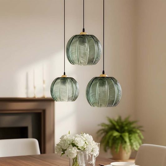 Aria Modern Ribbed Glass Ball Pendant Light