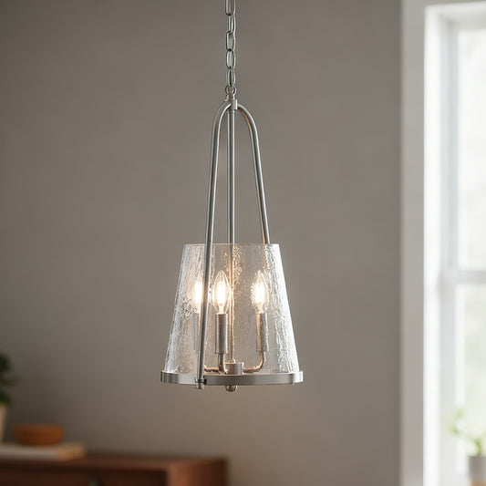 Ismena Industrial Flared Hammered Glass Pendant Light