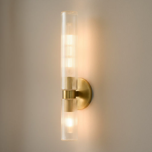 Bastian Modern Fluted Glass Double Asymmetrical Sconce
