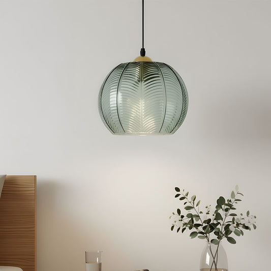 Aria Modern Ribbed Glass Ball Pendant Light