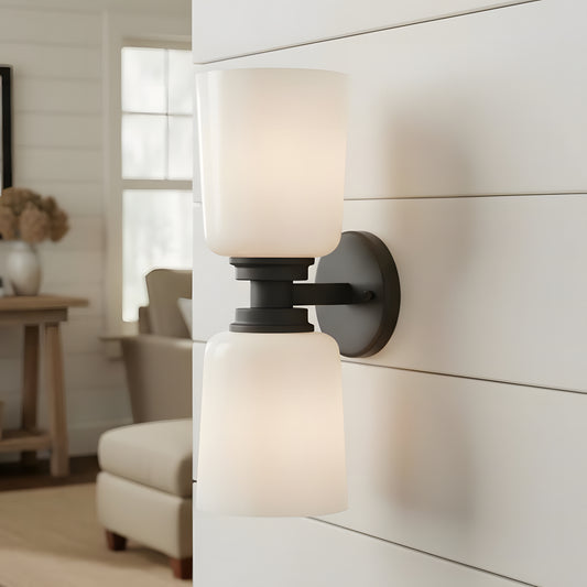 Tyche Modern Cylinder Glass Double Sconce