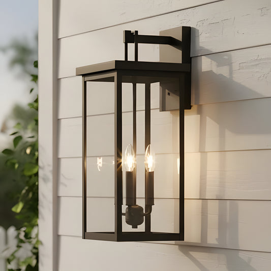 Flavio Minimalist 3-Light Large Black Outdoor Wall Light