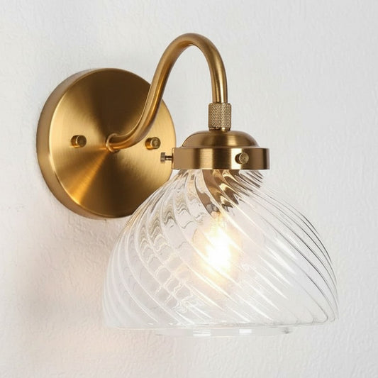 Elora Vintage Messing Gedraaide Glazen Wandlamp