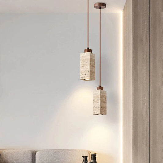 Kairi Natural Travertine Modern Pendant Light