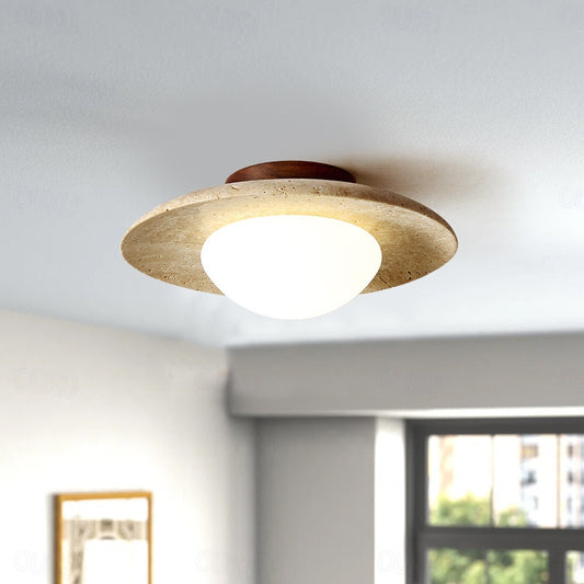 Kairi Retro Travertine Round Flush Mount Ceiling Light