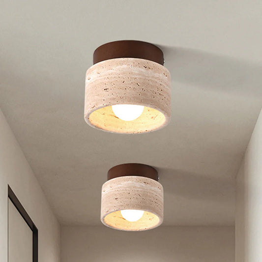 Kairi Scandinavian Natural Travertine Semi Flush Mount Ceiling Light