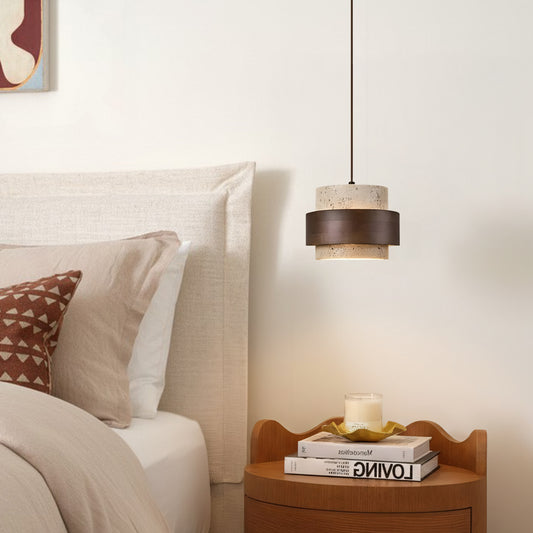 Aksel Vintage Cylindrical Travertine Pendant Light