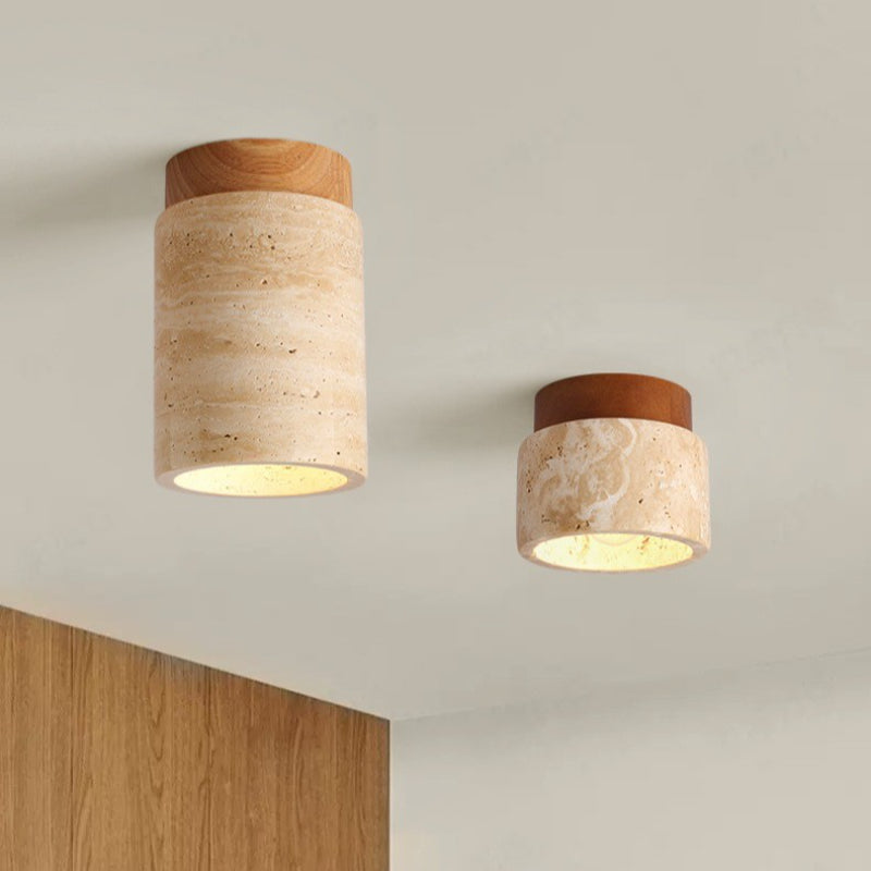 Scandinavian Natural Travertine Semi Flush Mount Ceiling Light
