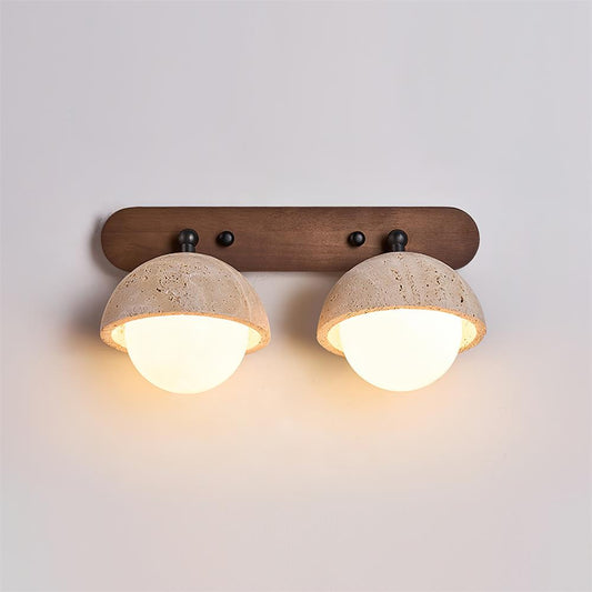 Kairi Wabi Sabi Natural Travertine Globe Wall Lamp