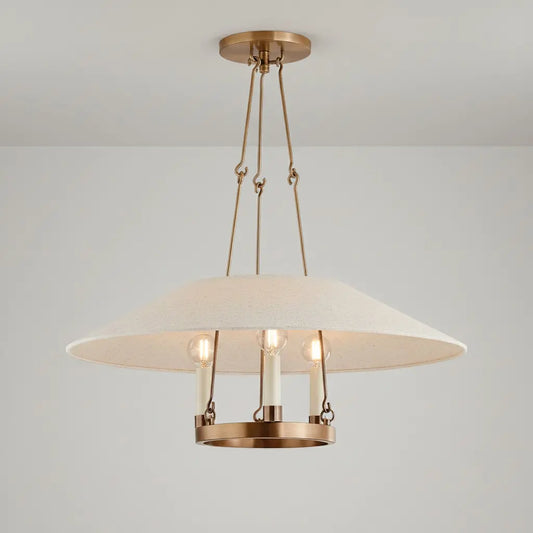 Ieuan Farmhouse Fabric Metal 3-Light Chandelier