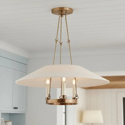 Ieuan Farmhouse Fabric Metal 3-Light Chandelier