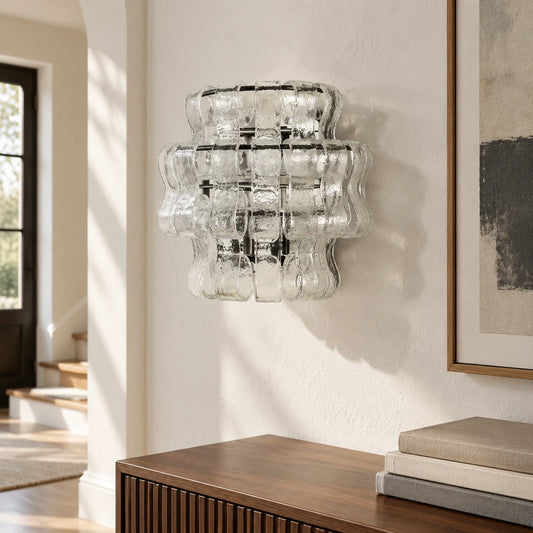 Ithel Mid-Century Wavy Glass Tiered Wall Sconce