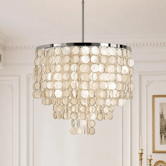 Evelyn Coastal Layered Capiz Shell Chandelier
