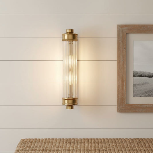Paloma Modern Ribbed Glass Cylindrical Wall Sconce