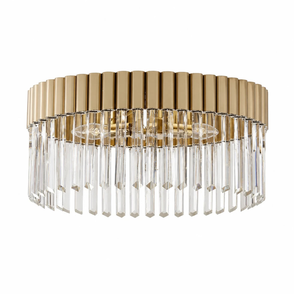 Soline Polished Champagne crystal flush mount ceiling light on white