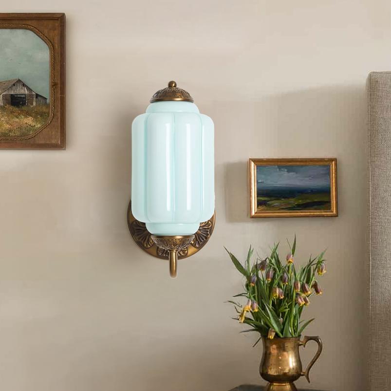 Lumi Vintage Milk Glass Oiled Brass Eloise Sconce