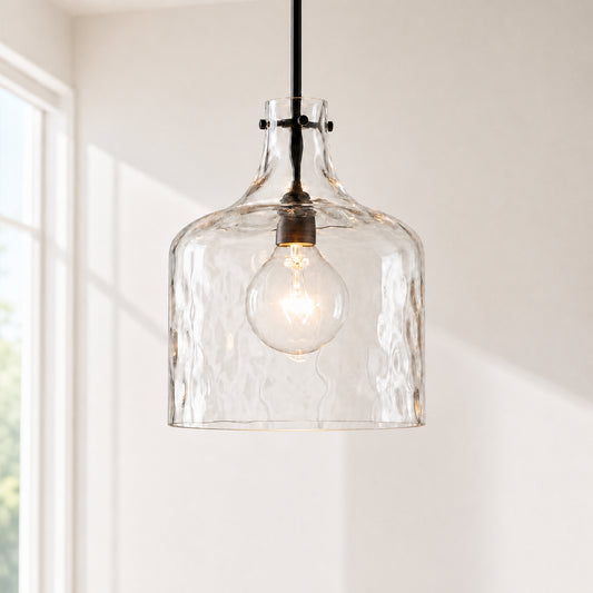 Emery Modern Water Ripple Glass Pendant Light