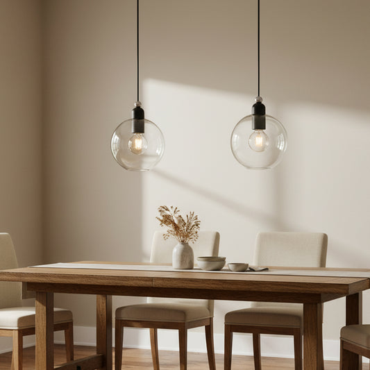 Elle Minimalist Clear Glass Dome Pendant Light