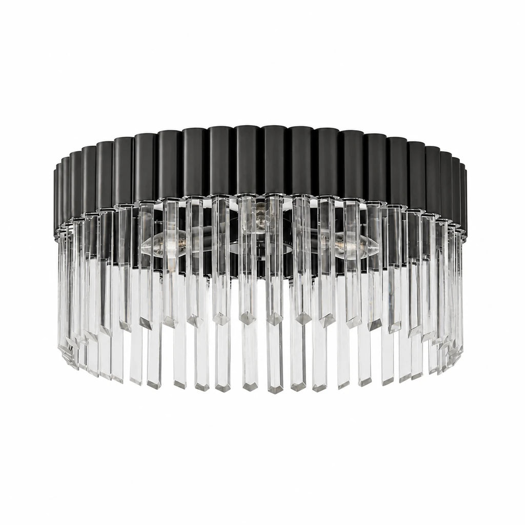 Soline Black Chrome crystal flush mount ceiling light on white