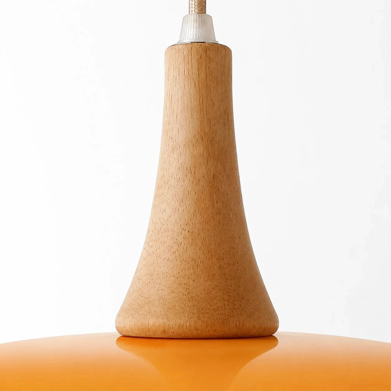 Marie pendant natural wood fitting detail