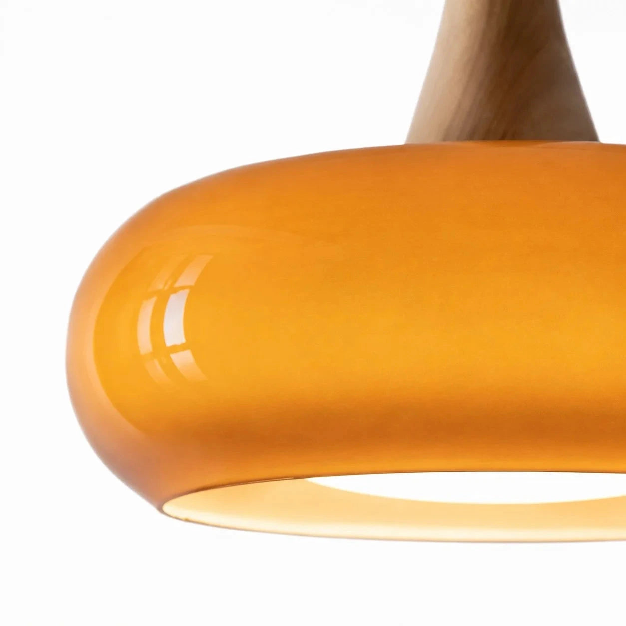 Marie pendant glossy orange glass rim detail