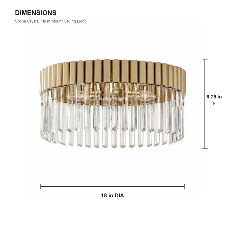 Soline crystal flush mount ceiling light dimensions 18 inches wide by 8.75 inches high