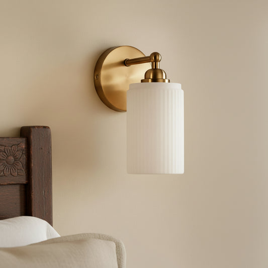 Stella Vintage Ribbed Glass Wall Sconce