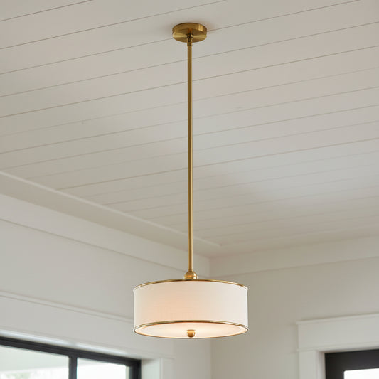 Leland Minimalist Farmhouse Metal Drum Pendant Lamp