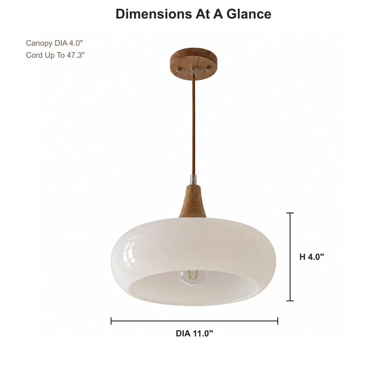 Marie dome pendant dimensions: DIA 11.0 inches by H 4.0 inches