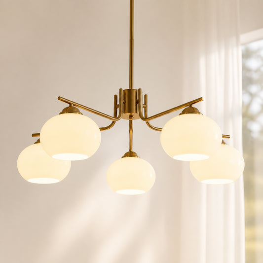 Avelune Vintage Glass Globe Adjustable Chandelier