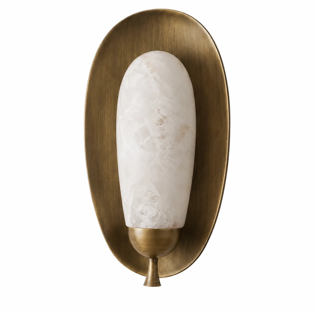 Spanish alabaster antique brass wall sconce on pure white
