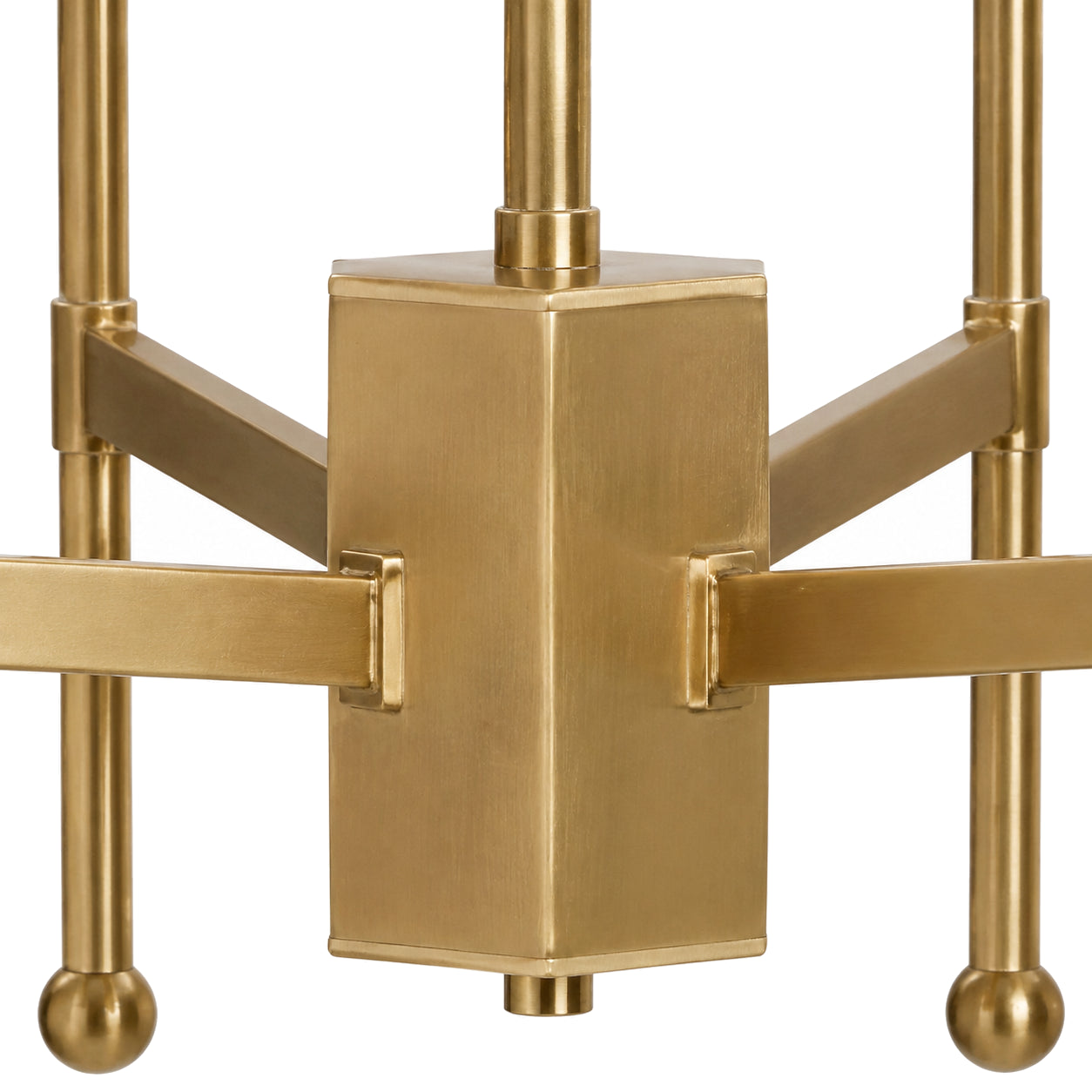 Close detail of the Aster brass center hub and radial arm joint